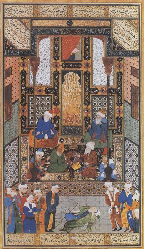 Ali She Nawat Shaykh san an overwhelmed by love when he beholds the theophany upon the countenance of the Byzantine priness upon her balcony oil painting image